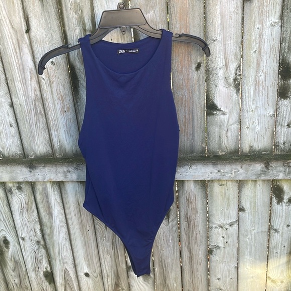 Zara Halter neck bodysuit snap-button fastening 5039/372 blue stretch M - Picture 15 of 16